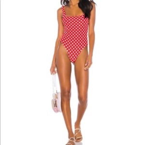 Revolve LPA Amelie Red Polka Dot Swimsuit One Piece - Picture 11 of 11
